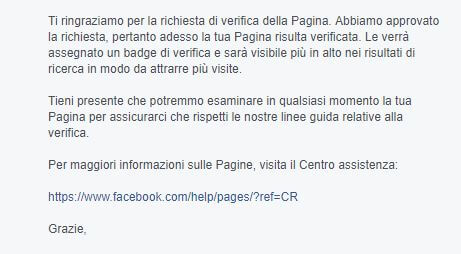 verifica pagina facebook